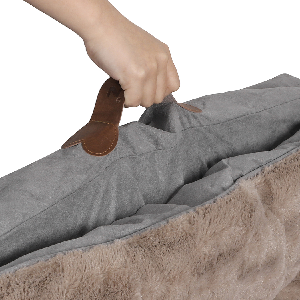 PaWz Dog Calming Bed Warm Soft Plush Comfy Sleeping Memory Foam Mattress Khaki M