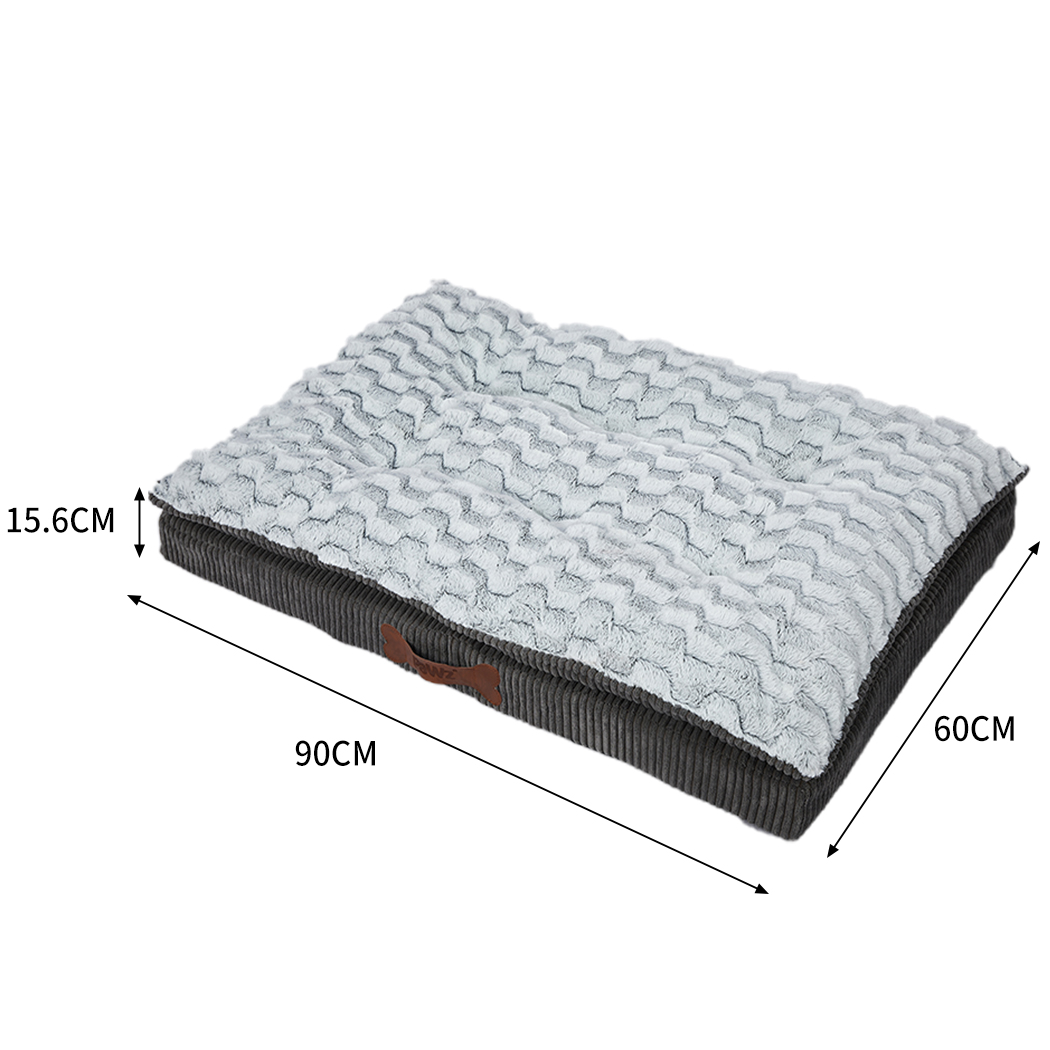Dog Calming Bed Warm Soft Plush Comfy Sleeping Memory Foam Mattress Light Grey M