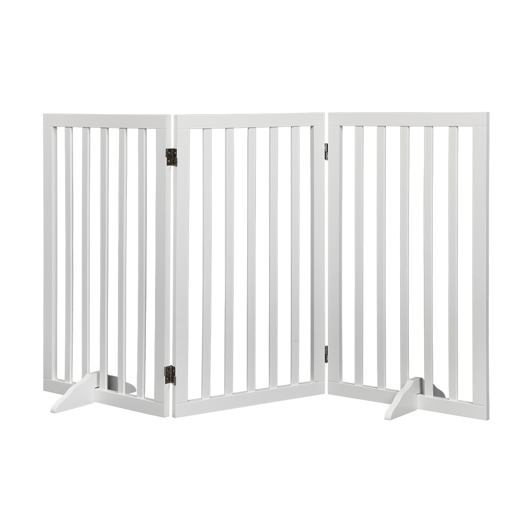 TopSellers-Wooden Pet Gate - Safety 3 Panels for Indoor & Outdoor Use