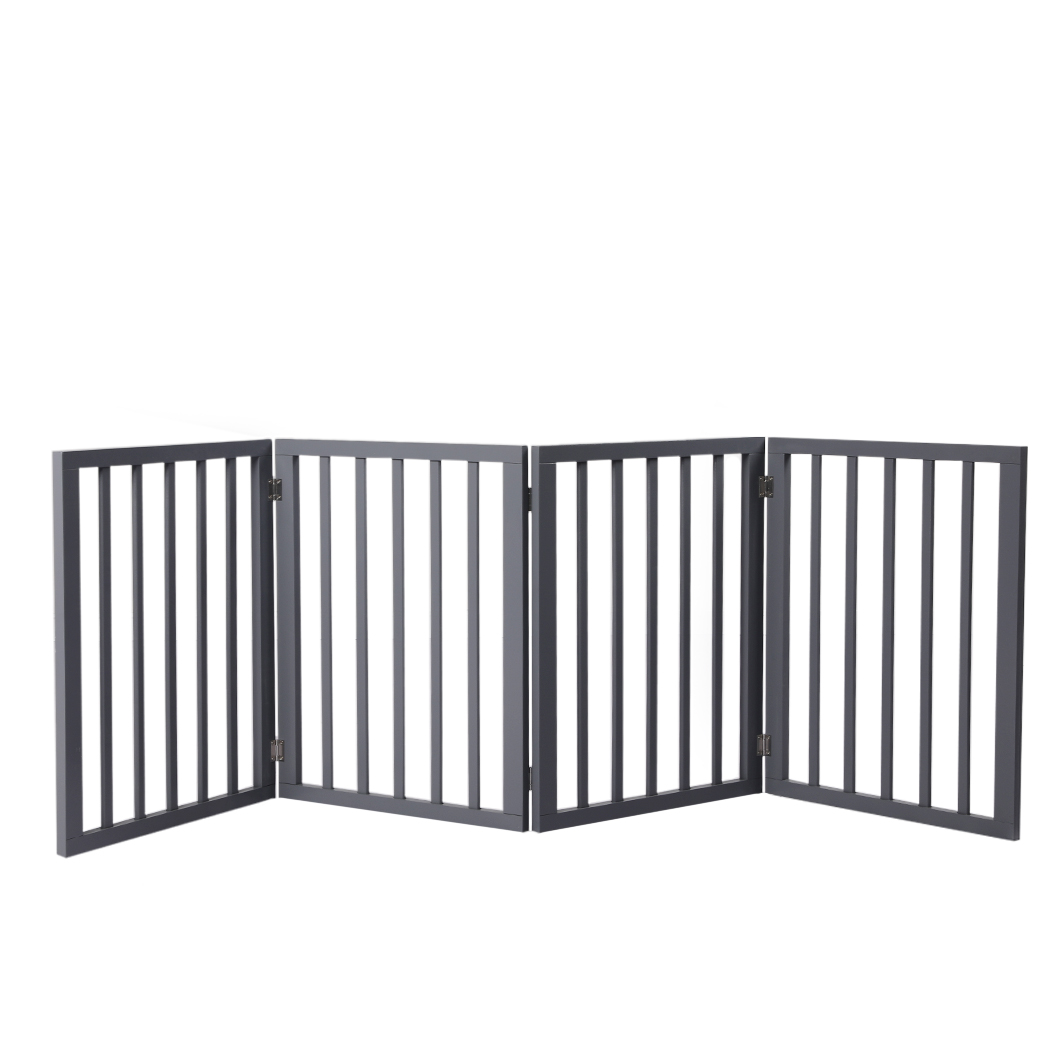 TopSellers-Wooden Pet Gate Retractable Grey - Easy Storage & Durable 185cm