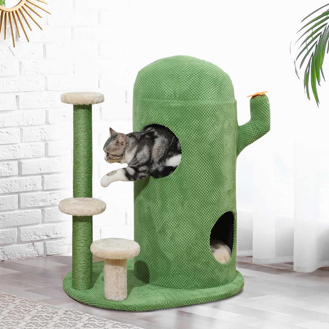 PaWz Cactus Cat Tree Scratching Post Condo Pet Calmig Bed Scratcher Pole House