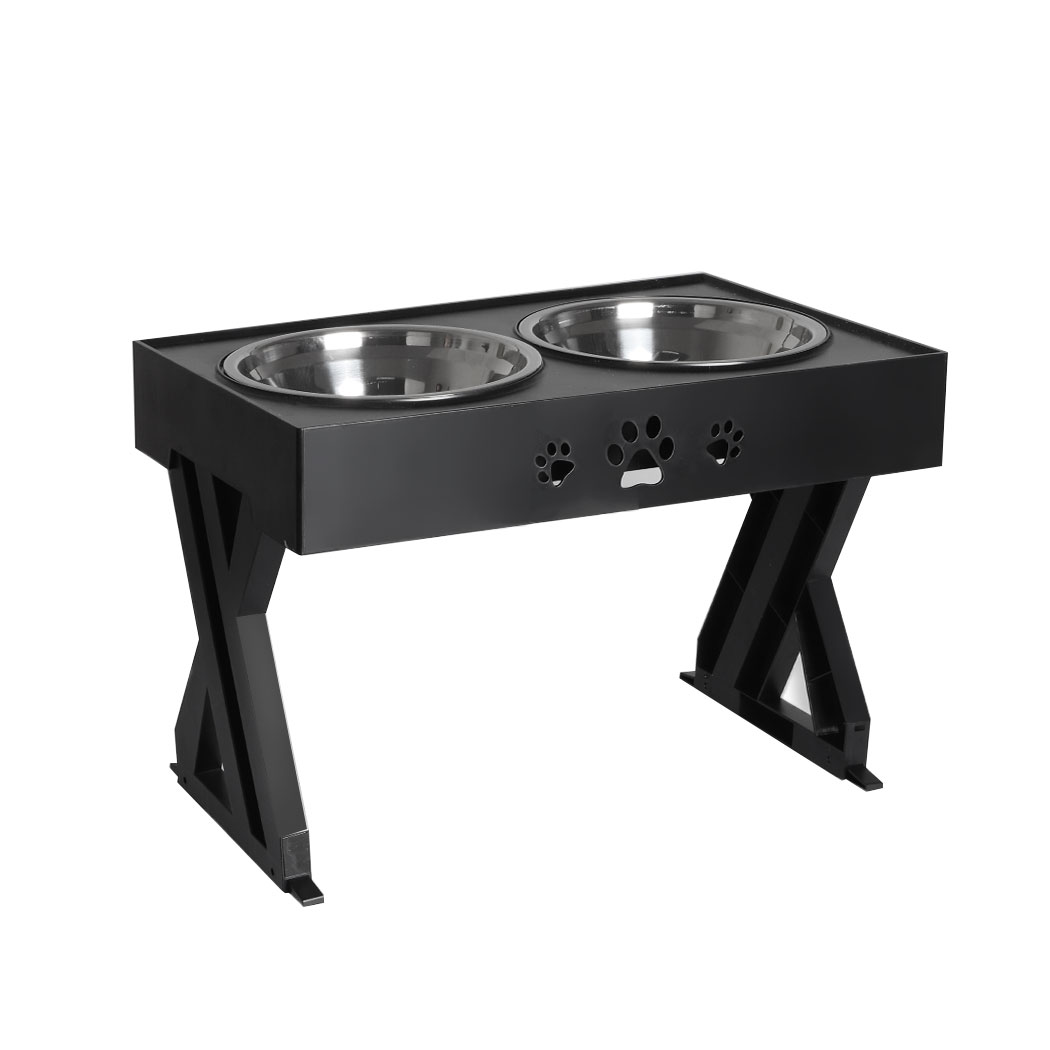 TopSellers-Elevated Pet Feeder - Black Adjustable Height for Easy Cleaning