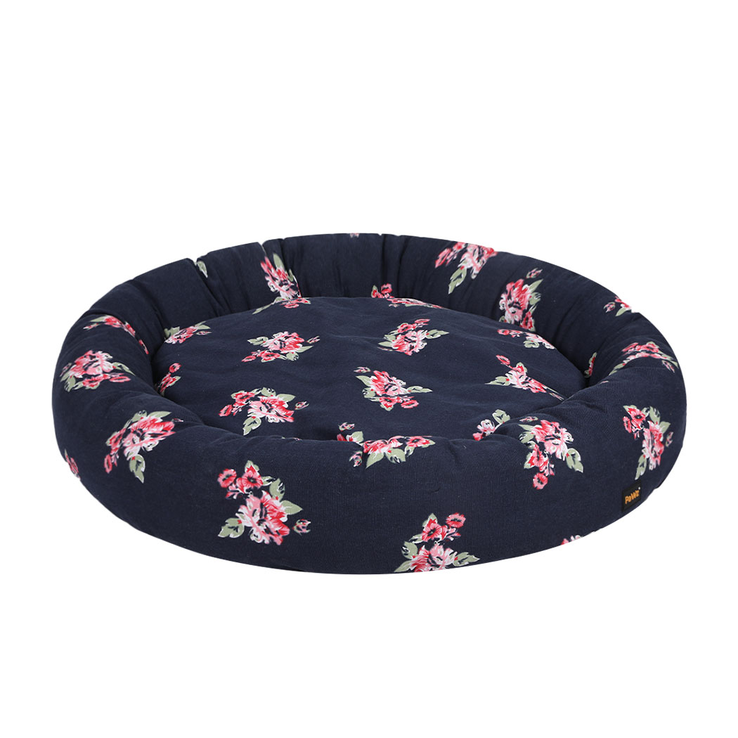 TopSellers-Dog Calming Bed - Large Navy Washable Soft Cozy Pet Bed