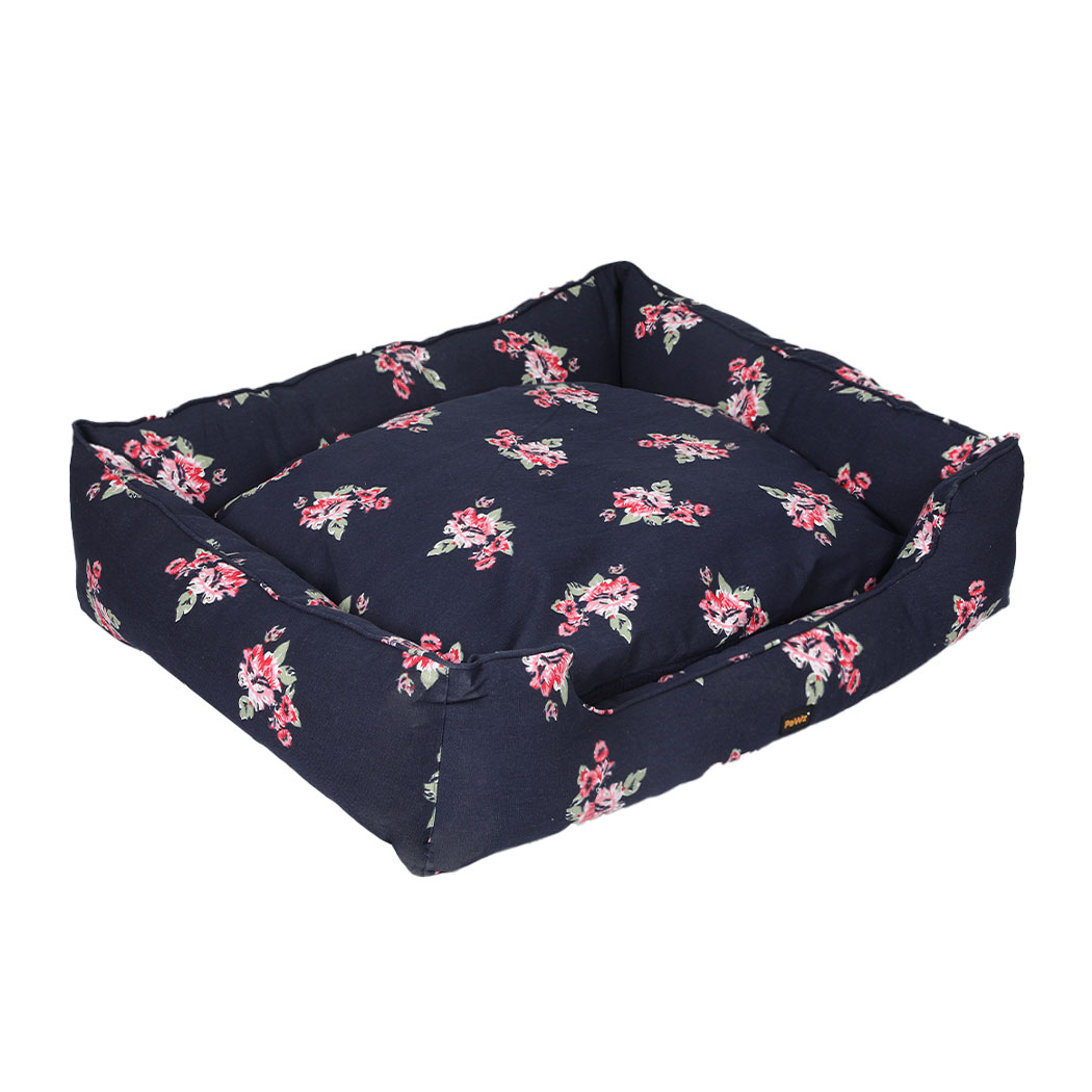 TopSellers-Dog Calming Bed - Large Navy Washable Soft Bolstered Cushion