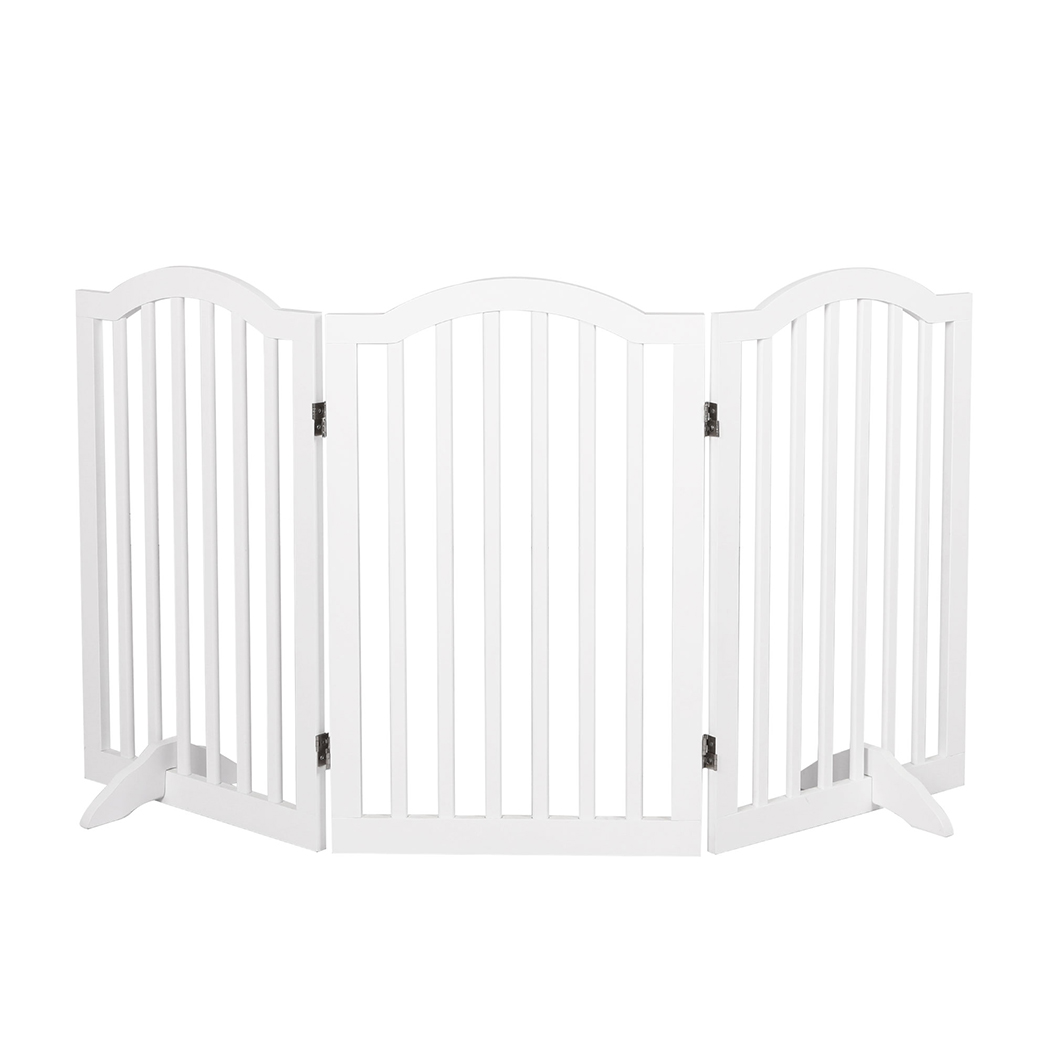 TopSellers-Wooden Pet Gate - Safety 3 Panels Dog Fence for Indoor/Outdoor