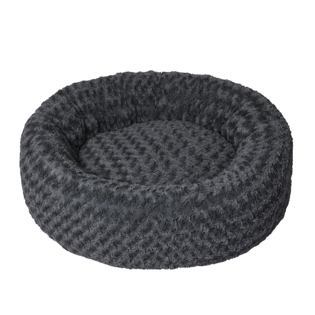 TopSellers-Calming Dog Bed - Plush Dark Grey Large & Washable Comfort