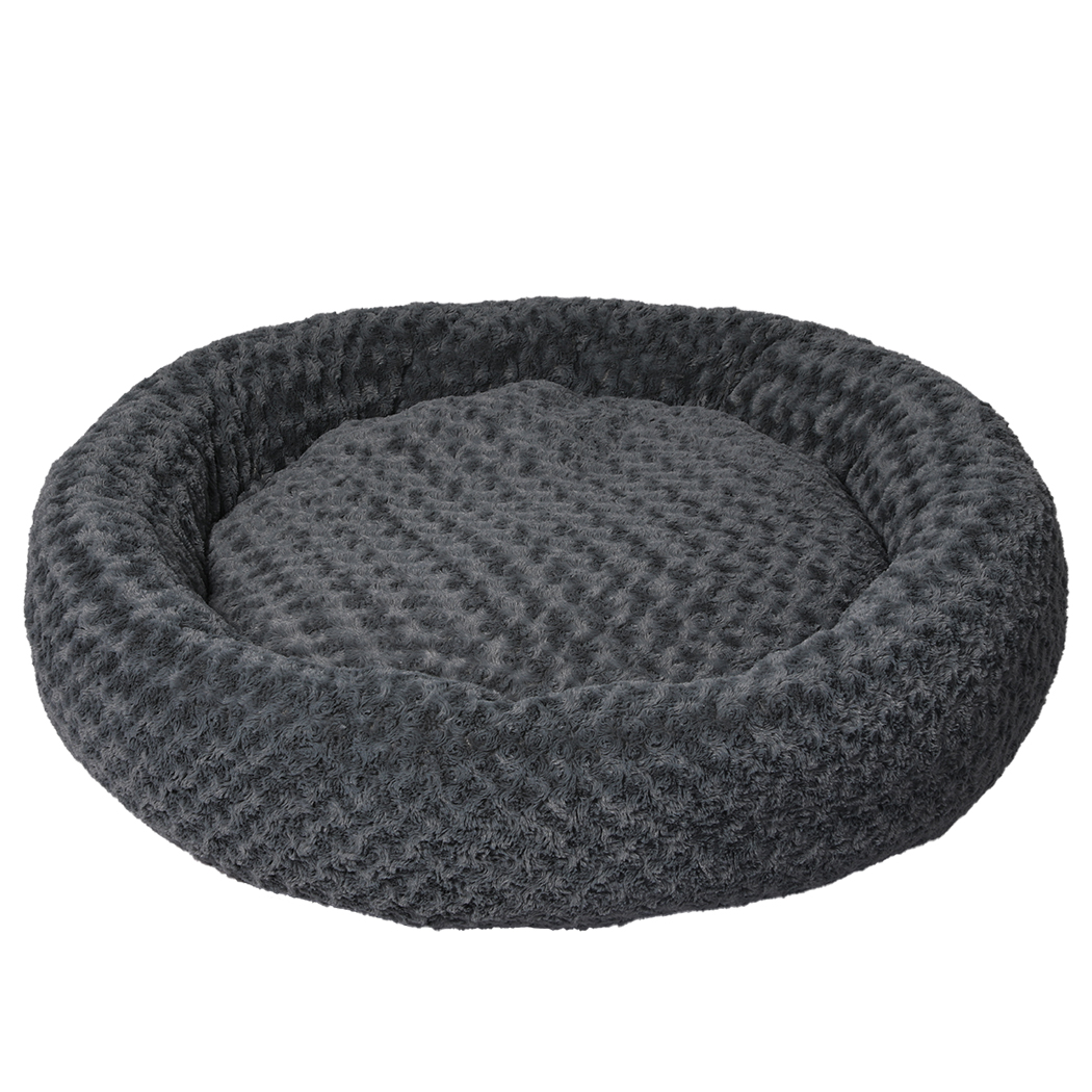 TopSellers-Calming Dog Bed - Plush Dark Grey XL Soft & Cozy  Washable