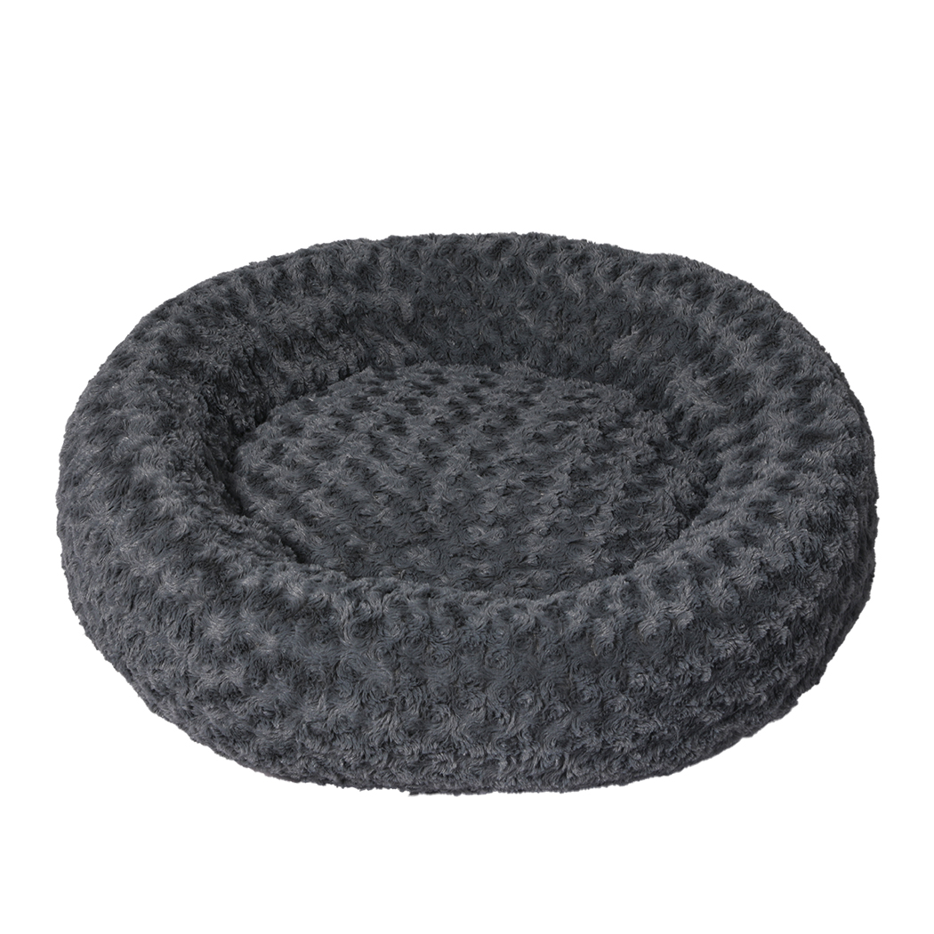 TopSellers-Calming Dog Bed - Dark Grey Medium Soft Plush for Comfortable Sleep