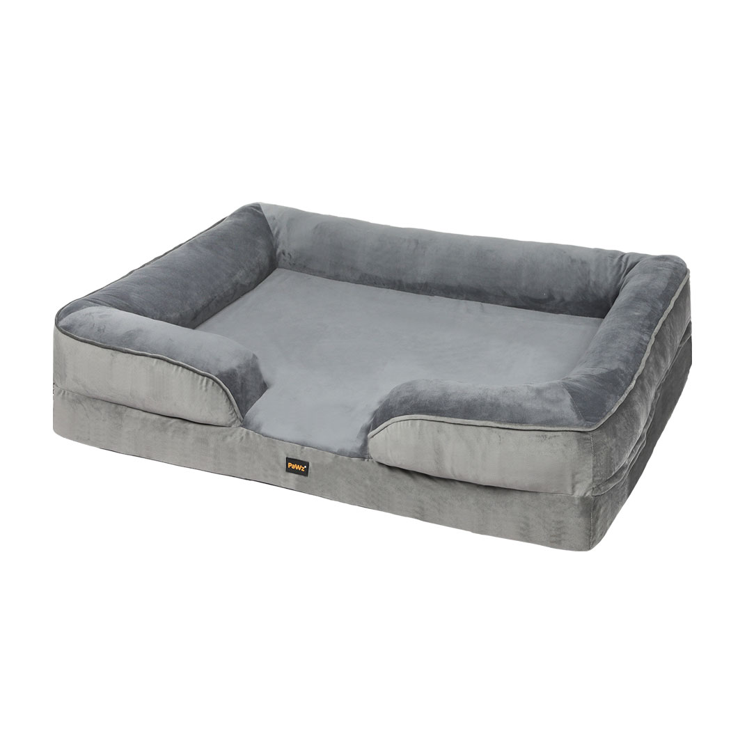 TopSellers-Memory Foam Pet Bed - Large Grey Orthopaedic & Waterproof