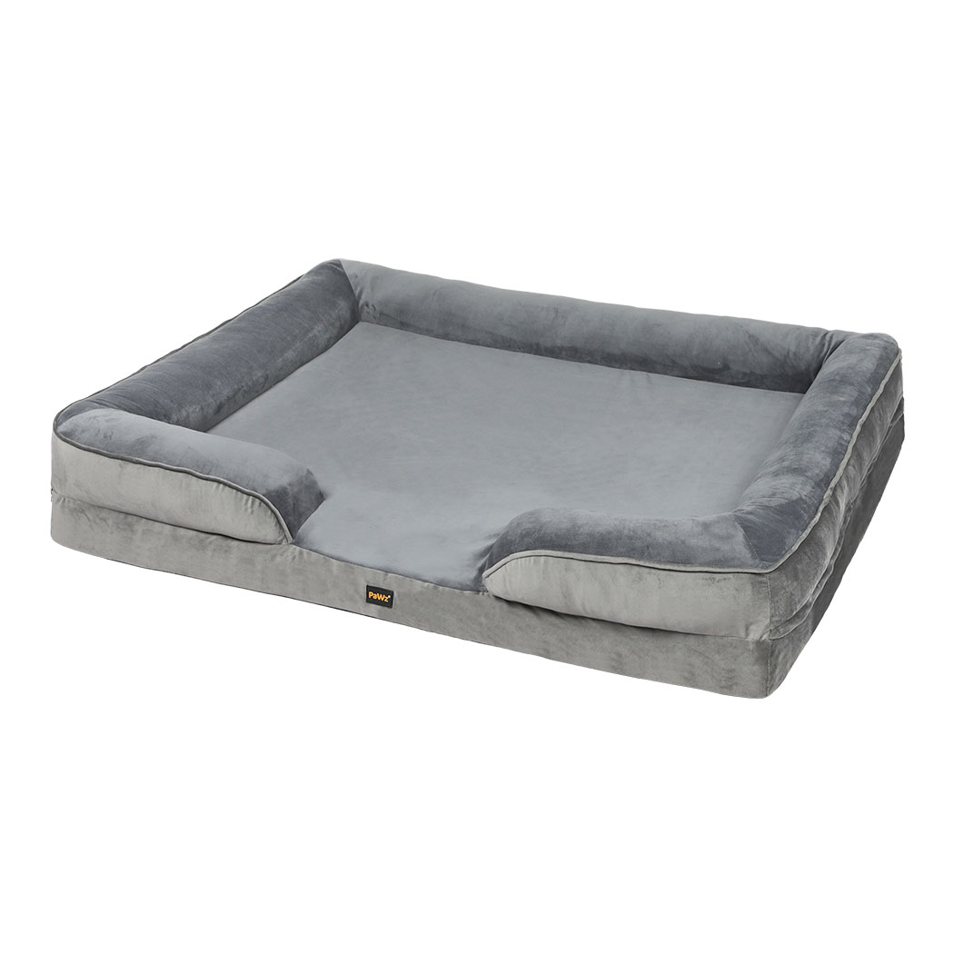 TopSellers-Memory Foam Pet Sofa Bed - XL Grey Cushion for Dogs & Cats