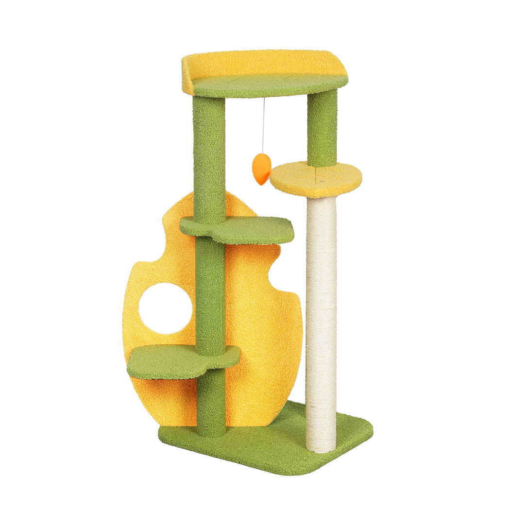 TopSellers-Cat Tree Green 100cm - Multi-Level Scratching & Climbing Fun