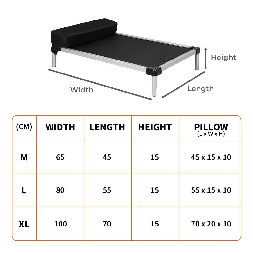 Pawz Pet Trampoline Elevated Raised Dog Bed Aluminium Frame Heavy Pillow Large - Picture 22 of 80