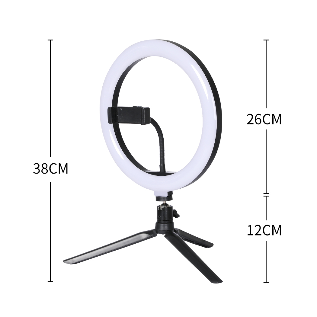 LED Ring Light with Tripod Stand Phone Holder Dimmable Studio Photo Makeup Lamp