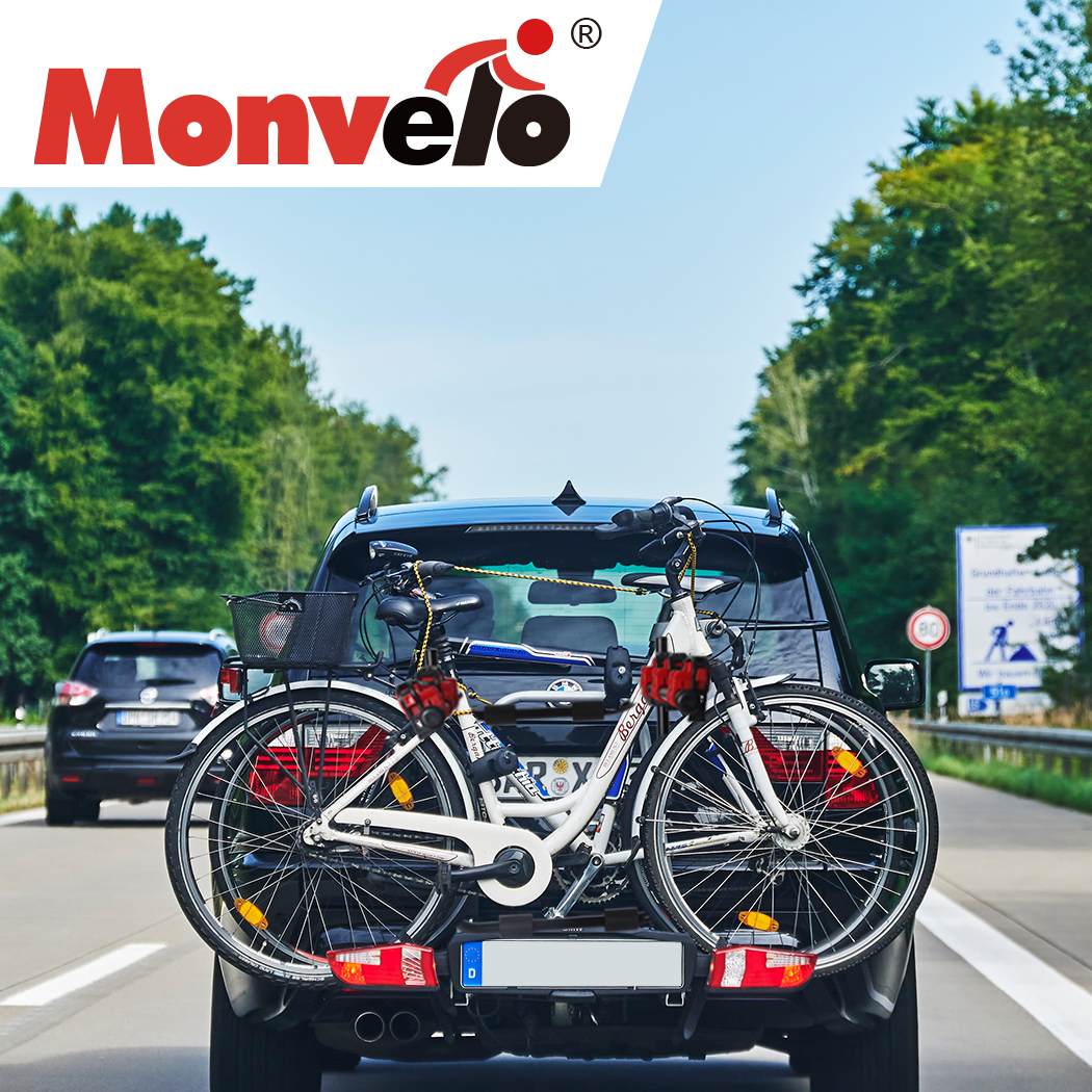 Monvelo Car Bike Rack 3 Bicycle Carrier 2'' Towbar Hitch Mount Steel Foldable