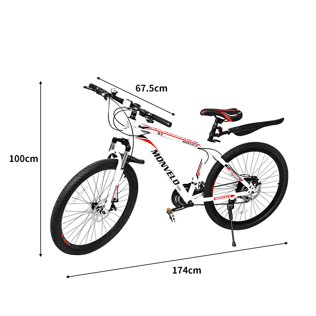 Monvelo 21 Speed  27.5'' Mountain Bicycle Dual Disc Brake Front Suspension White