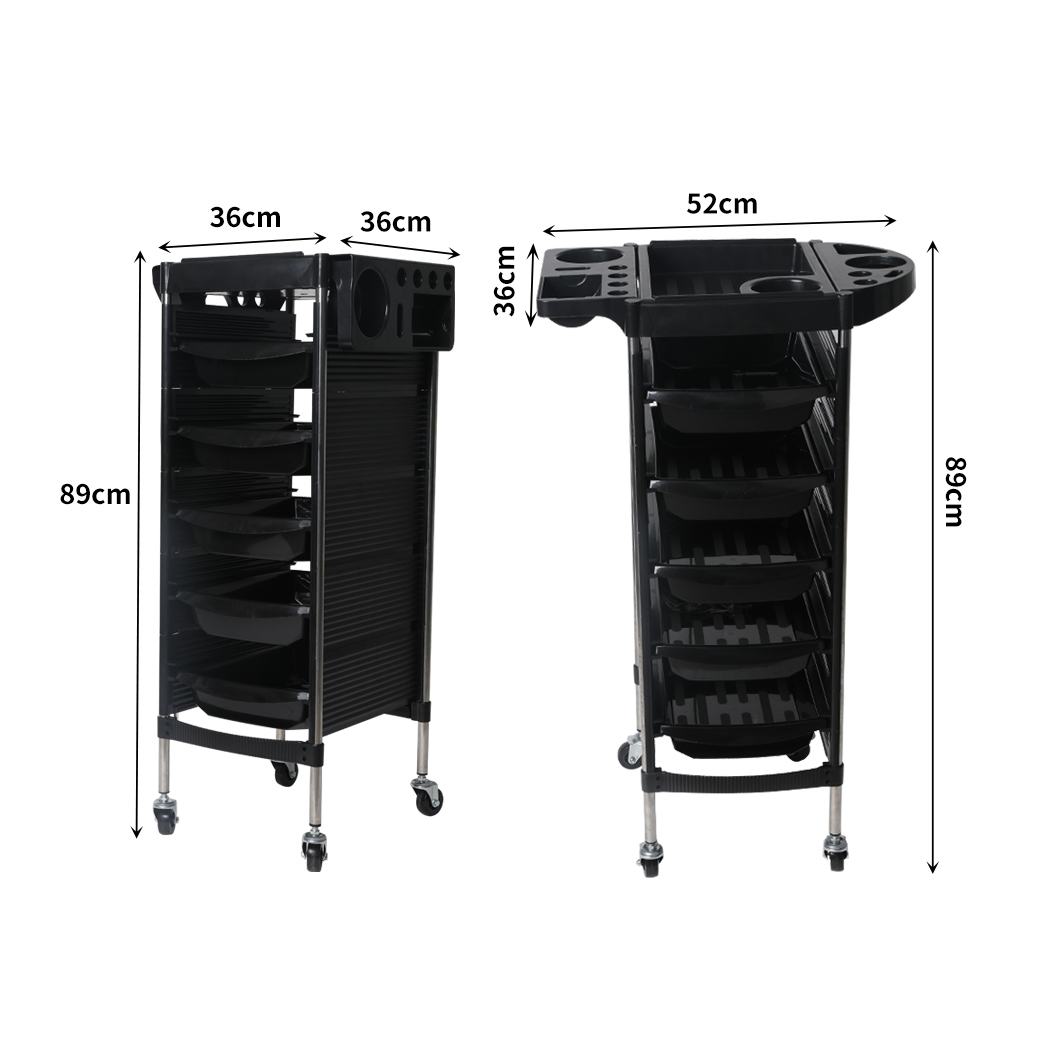 Beauty Salon Trolley Hair Spa Rolling Hairdressing Storage Cart Drawers 6 Tier