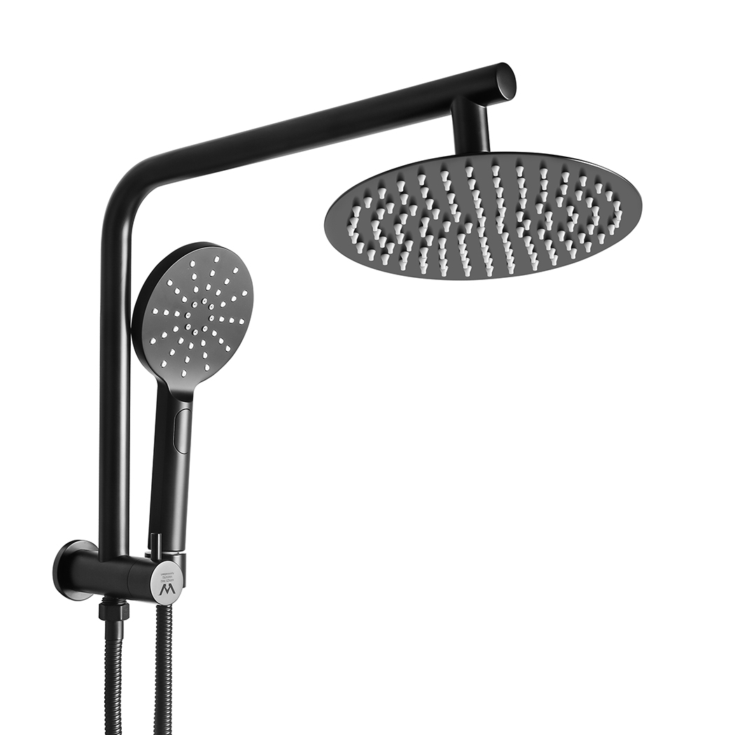 TopSellers-Rain Shower Set - High Pressure Round Black 25cm 3 Modes