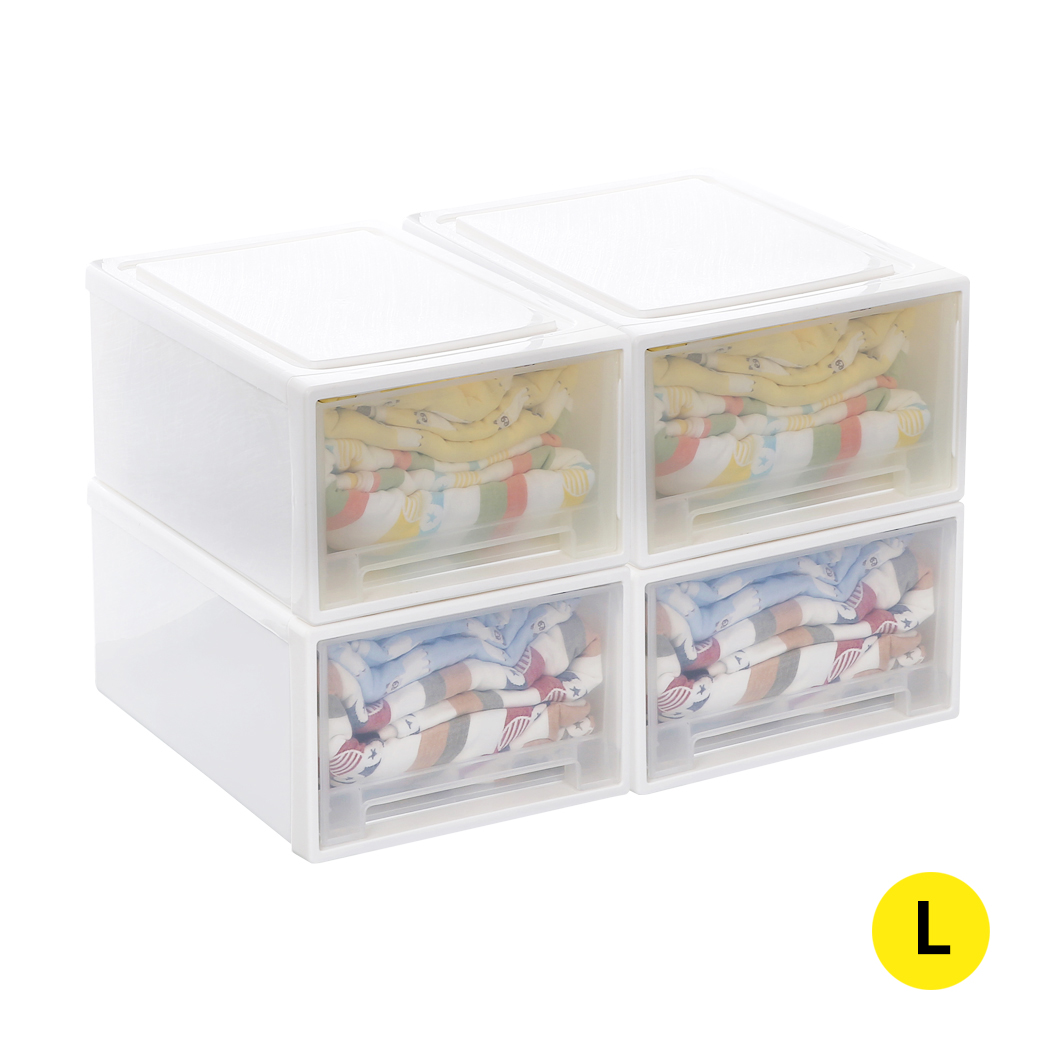 TopSellers-Storage Drawers - Transparent Large 32L Stackable Organizers