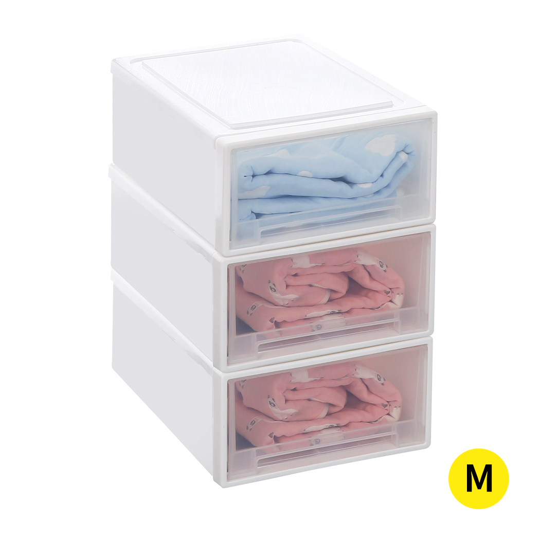 TopSellers-Storage Drawer Set - Stackable Plastic Storage Box 3PK