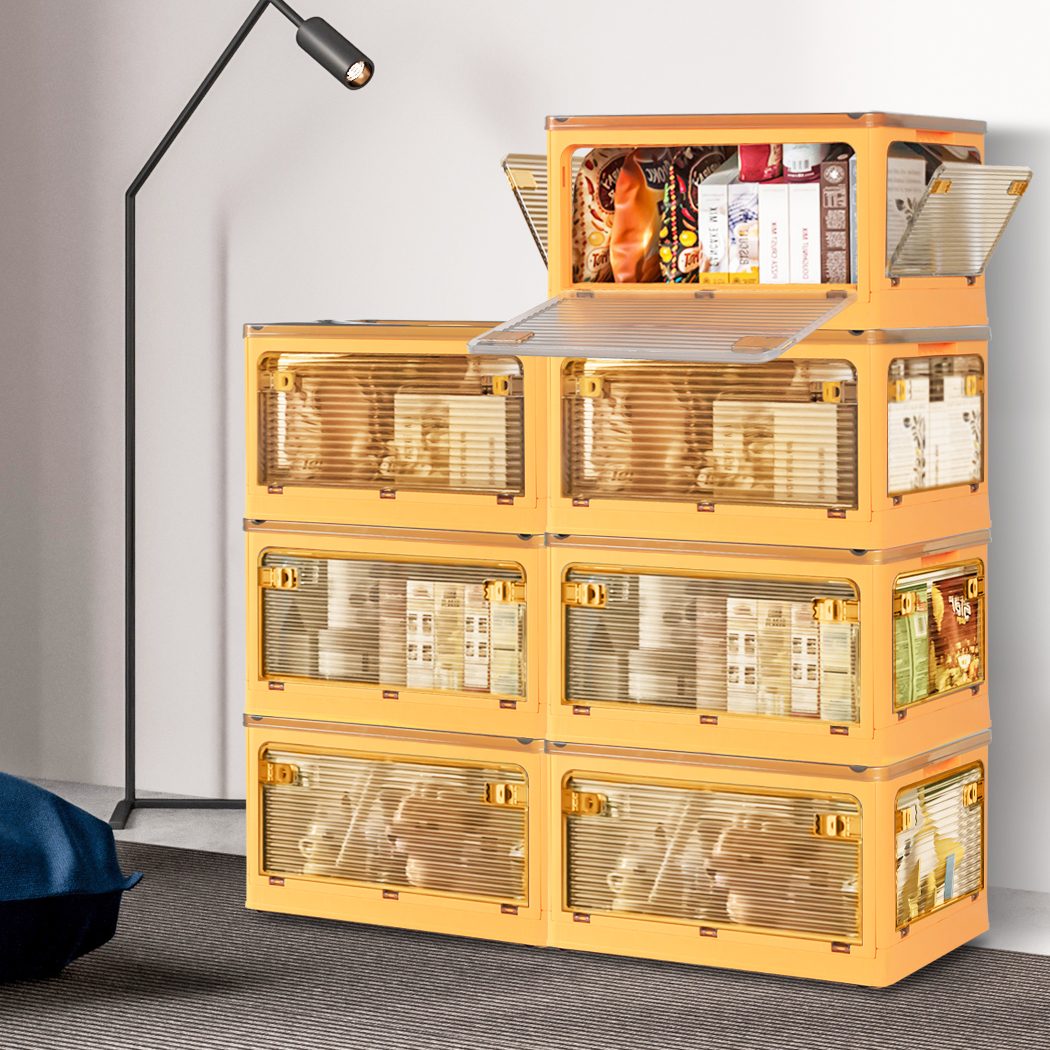 Foldable Storage Containers Stackable 5 Sides Open Organizer Boxes Transparent - Picture 25 of 119