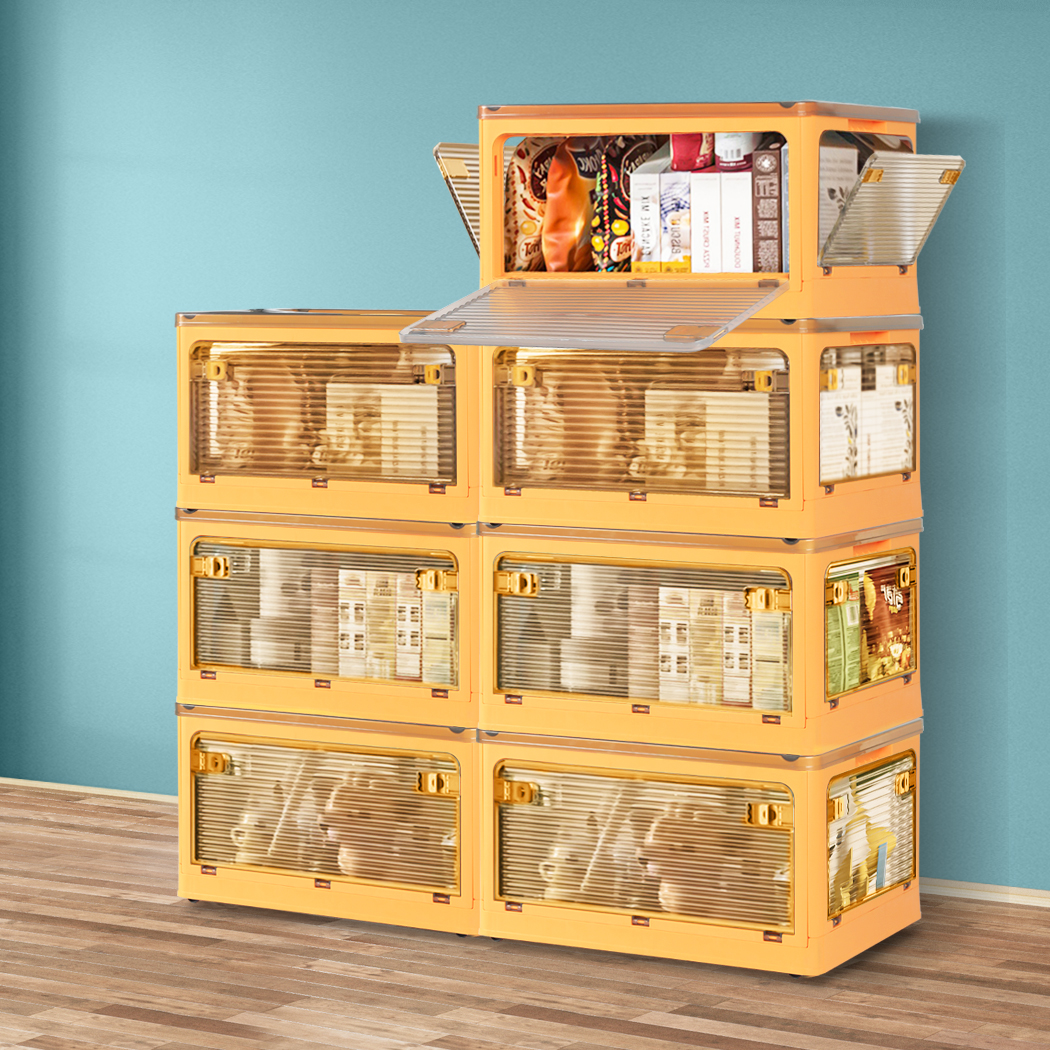 Stacked Storage Box Stackable Bin Organiser Foldable 5 Lid Wheels Large Capacity - Picture 96 of 119