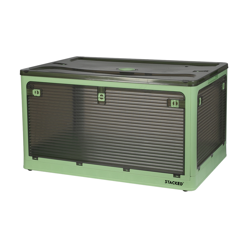 Stacked Storage Box Stackable Bin Organiser Foldable 5 Lid Wheels Large Capacity - Picture 24 of 120