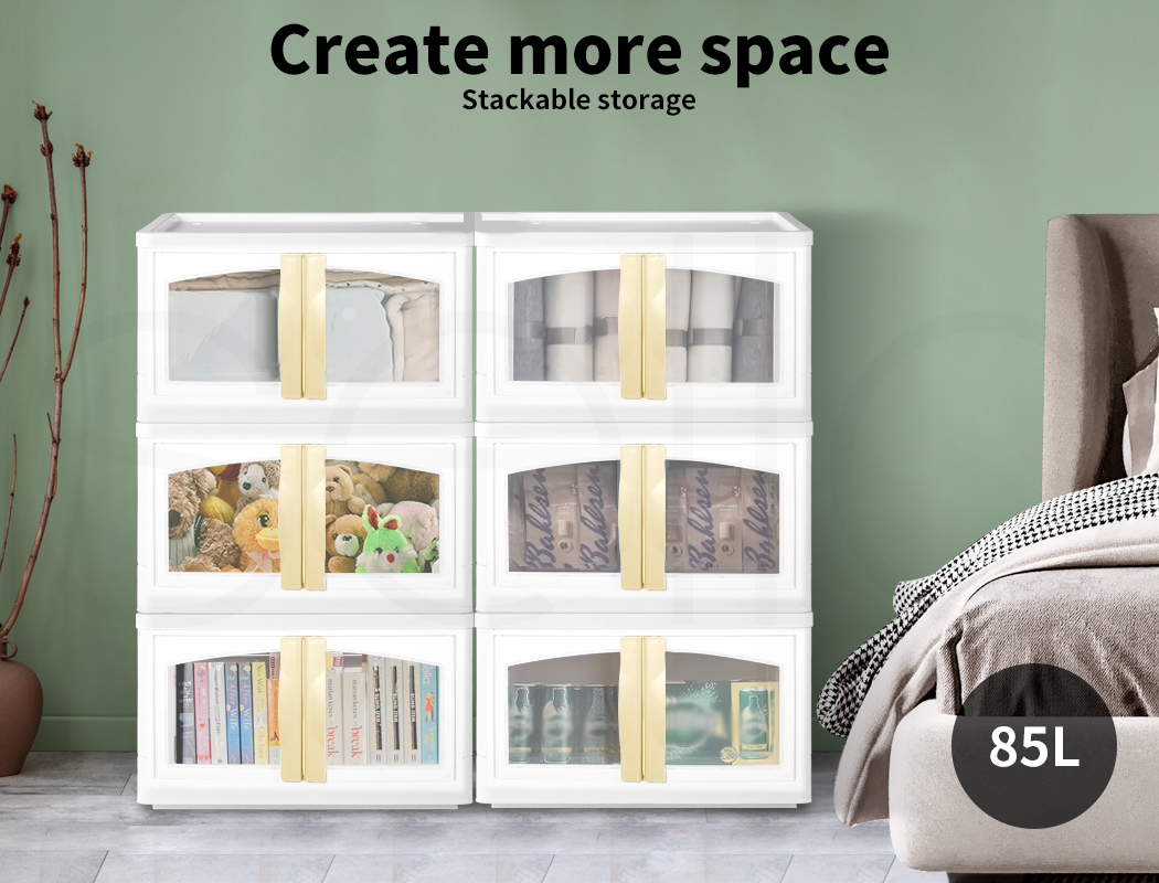 Storage Containers Box Stackable Toy Food Organiser Large Foldable Lid 45/85L - Picture 75 of 95