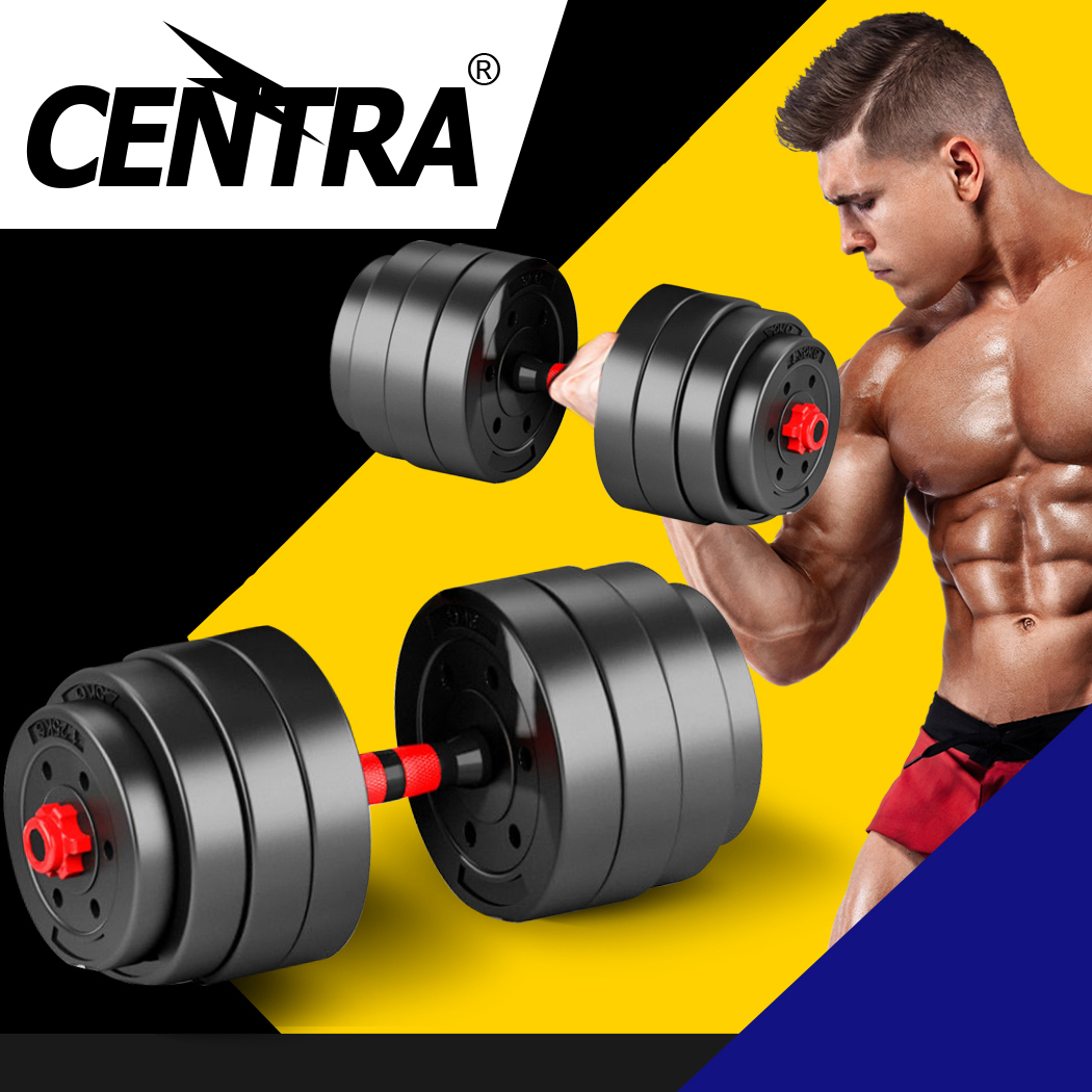 Centra Dumbbells Barbell Set 40KG Adjustable Weight Plates Home Gym Exercise