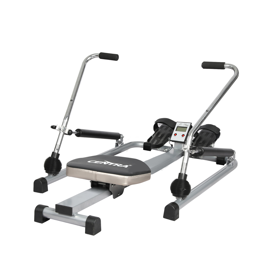 TopSellers-Hydraulic Rowing Machine - Black Adjustable Resistance for Home Gym