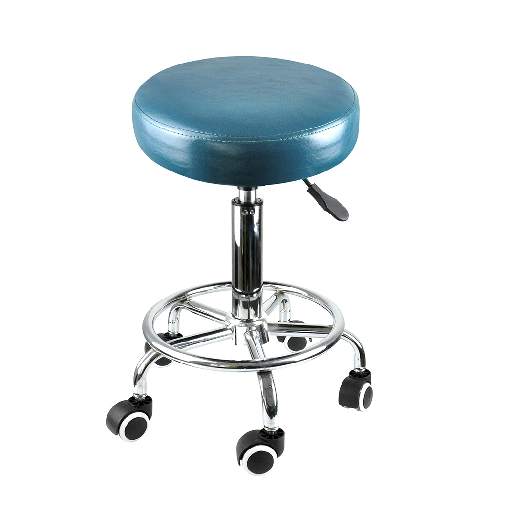 TopSellers-Teal Salon Stool - PU Leather 360° Rotation  Adjustable Comfort