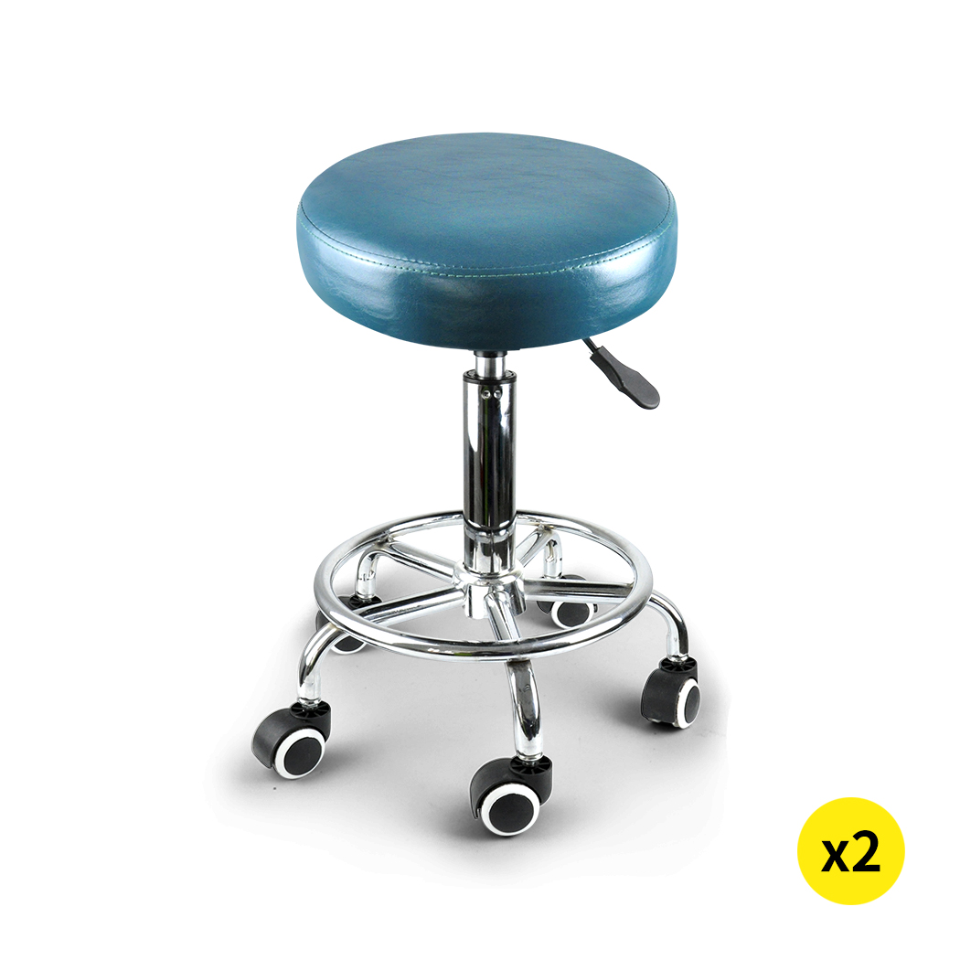 TopSellers-Teal Salon Stool Set - Adjustable Height & 360° Rotation for Spa