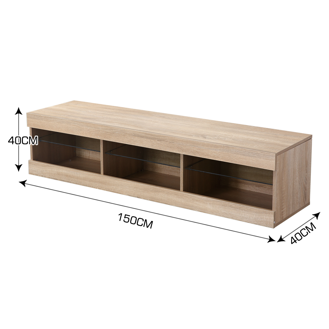 Levede TV Cabinet LED Entertainment Unit Storage Stand Cabinets Modern Wood Oak