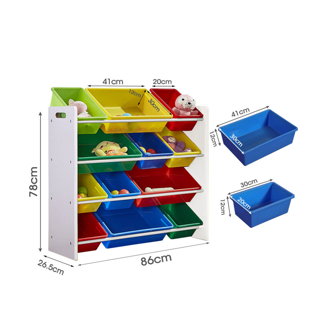 Levede Kids Toy Box Bookshelf Organiser 12 Bin Display Shelf Storage Rack Drawer