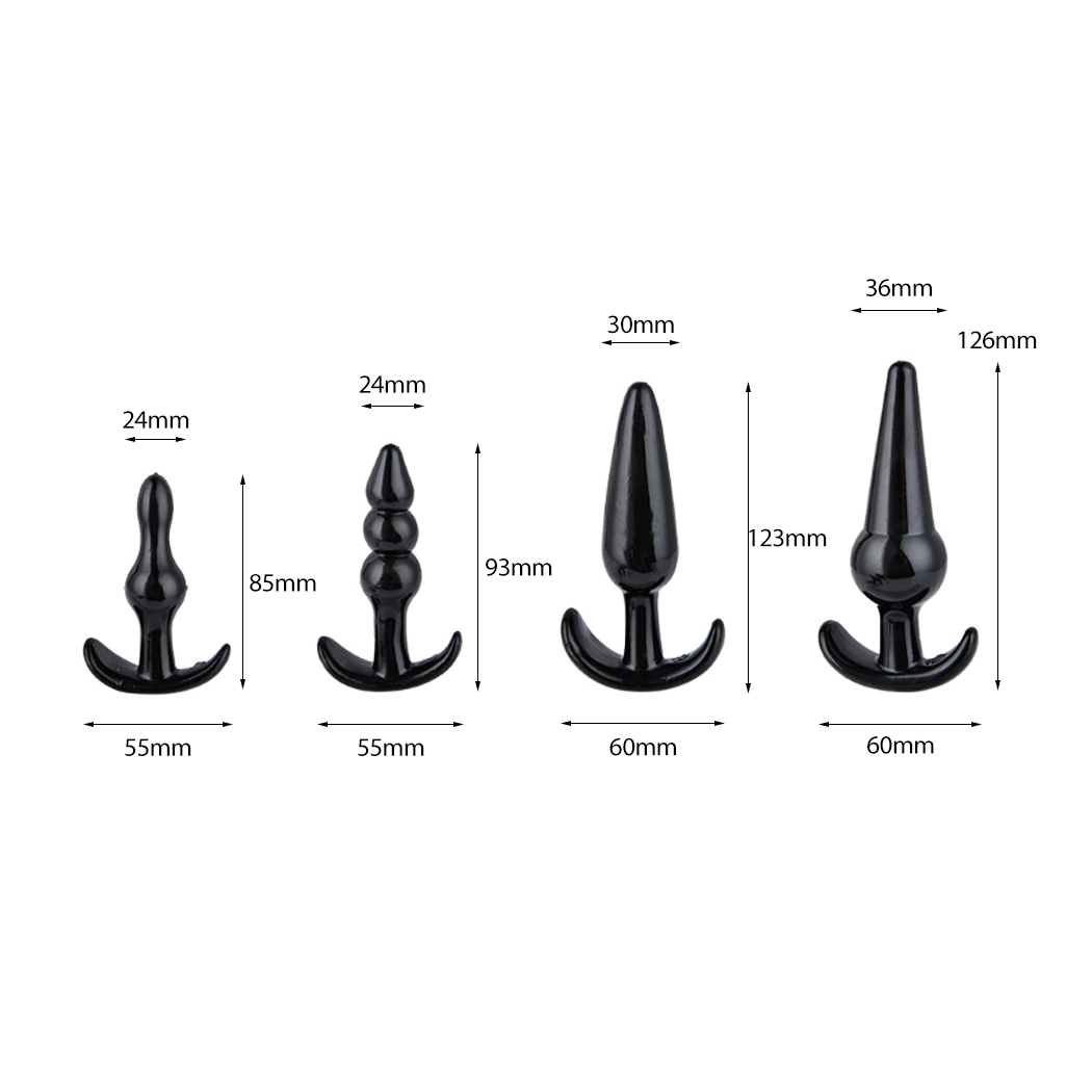 Urway 4 Pack Anal Butt Plug Ass Bum Beads Trainer Kit Sub BDSM Female Sex Toy