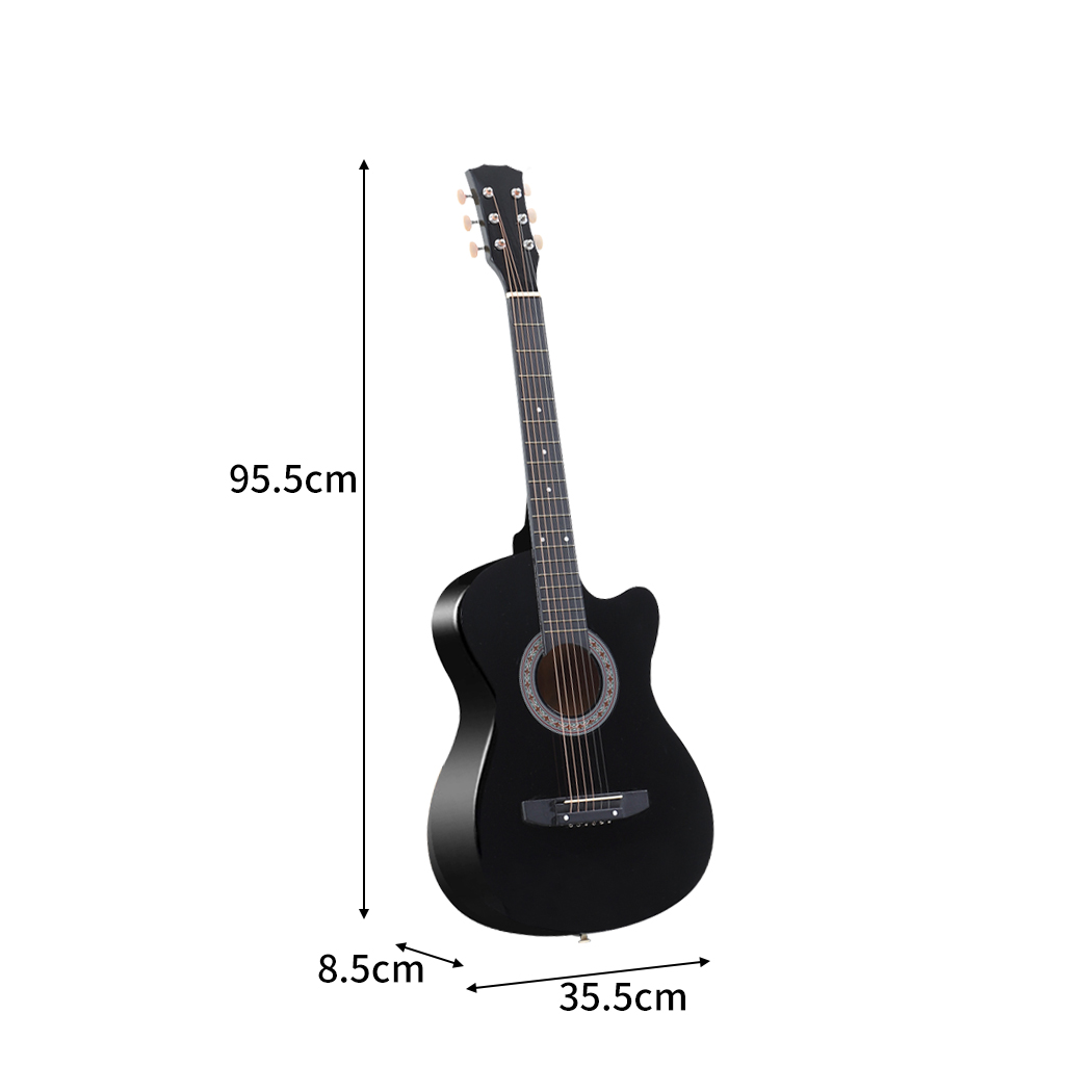 BoPeep 38 Inch Wooden Folk Acoustic Guitar Classical Cutaway Steel String w/ Bag