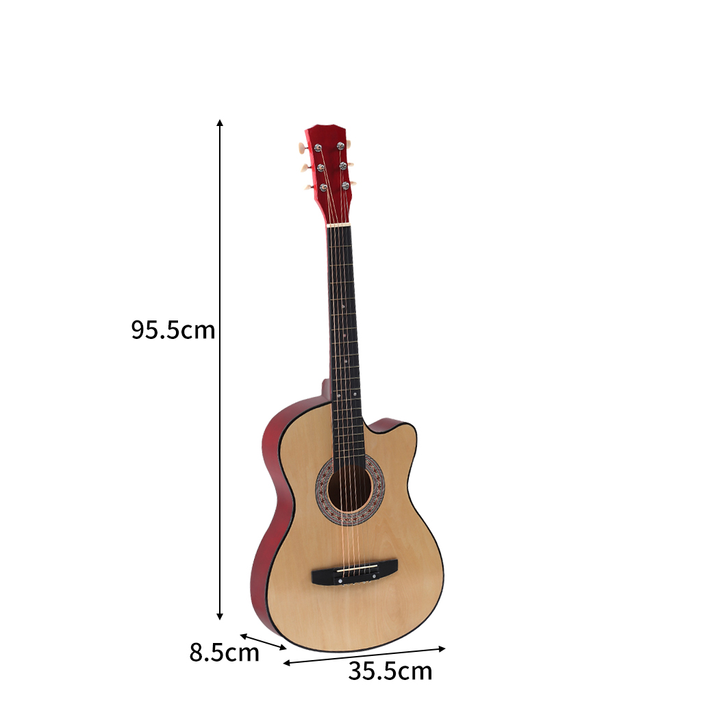 BoPeep 38 Inch Wooden Folk Acoustic Guitar Classical Cutaway Steel String w/ Bag