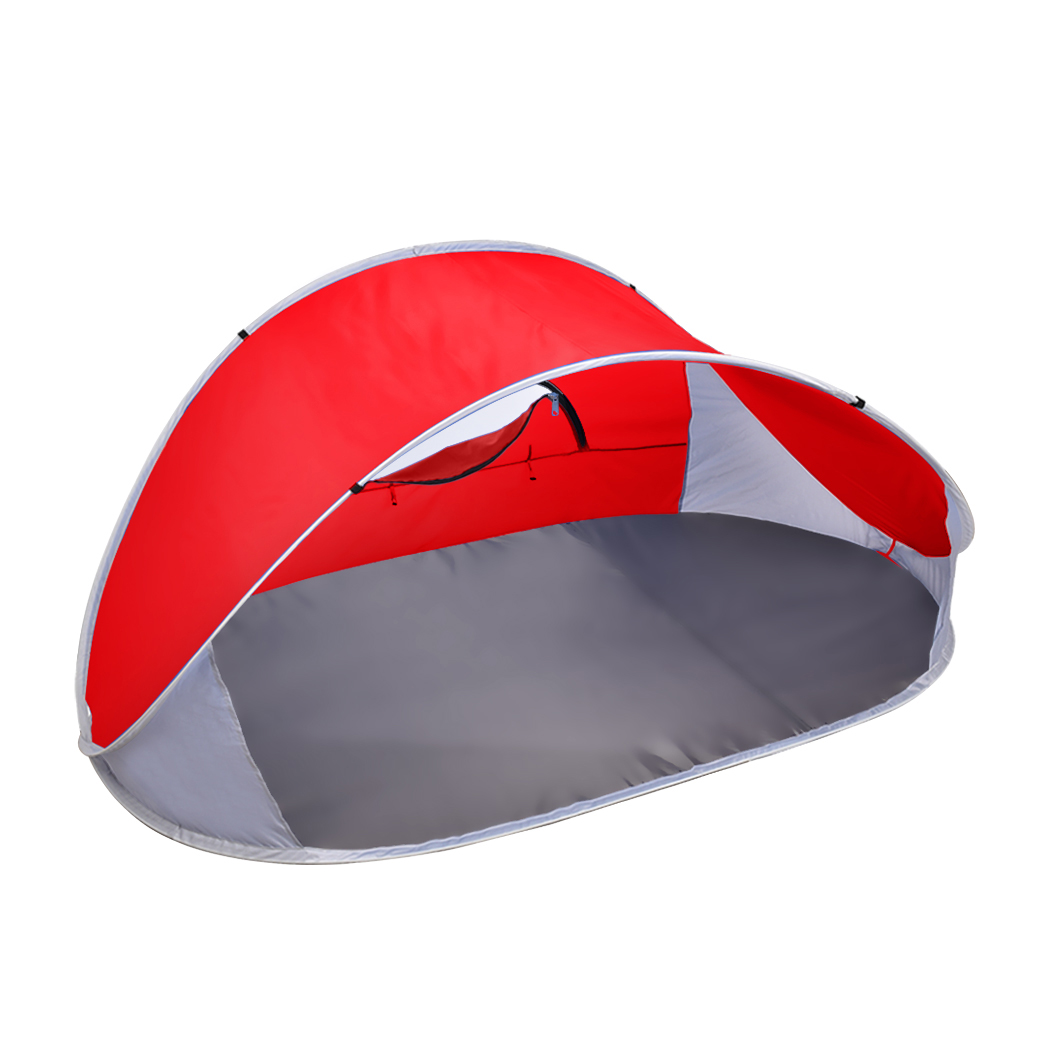 TopSellers-Pop Up Tent Camping Beach Red - UV Resistant  Easy Setup  4 Person