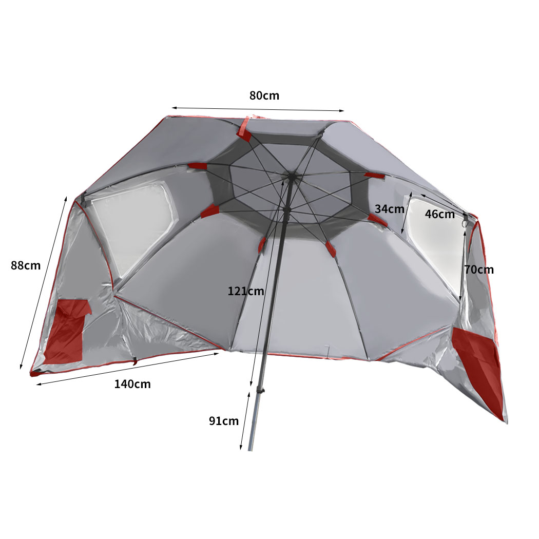 Mountview Beach Umbrella Outdoor Umbrellas Garden Sun Shade Shelter 2.13M Red