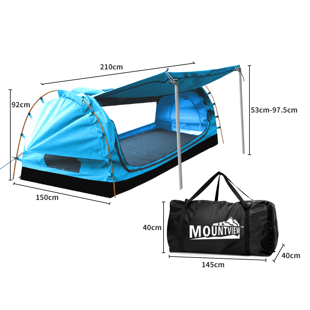 Mountview Double Swag Camping Swags Canvas Dome Tent Free Standing Navy