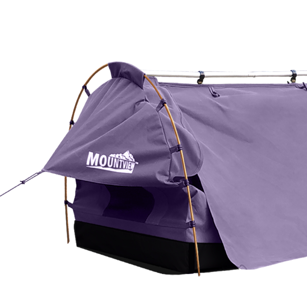 Mountview Double Swag Camping Swags Canvas Dome Tent Free Standing Purple