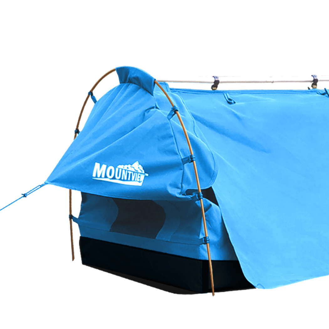 Mountview King Single Swag Camping Swags Canvas Dome Tent Free Standing Blue
