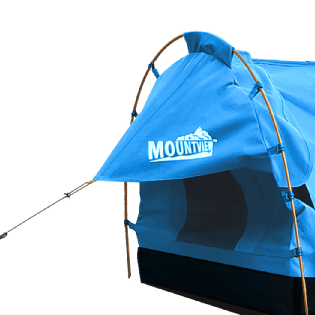 Mountview King Single Swag Camping Swags Canvas Dome Tent Hiking Mattress Blue