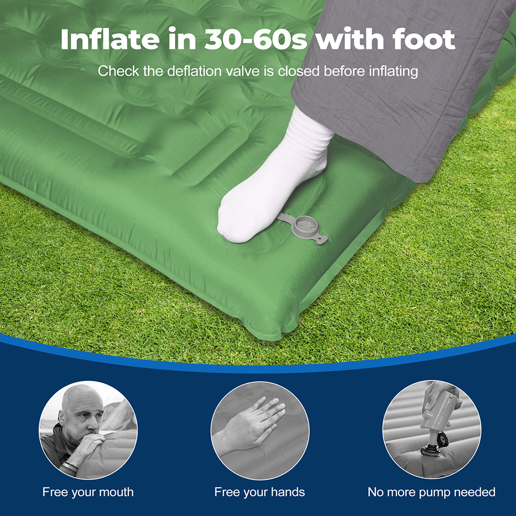 Mountview Self Inflating Mattress Sleeping Pad Camping Air Bed Mat Pillow Bag - Picture 17 of 36
