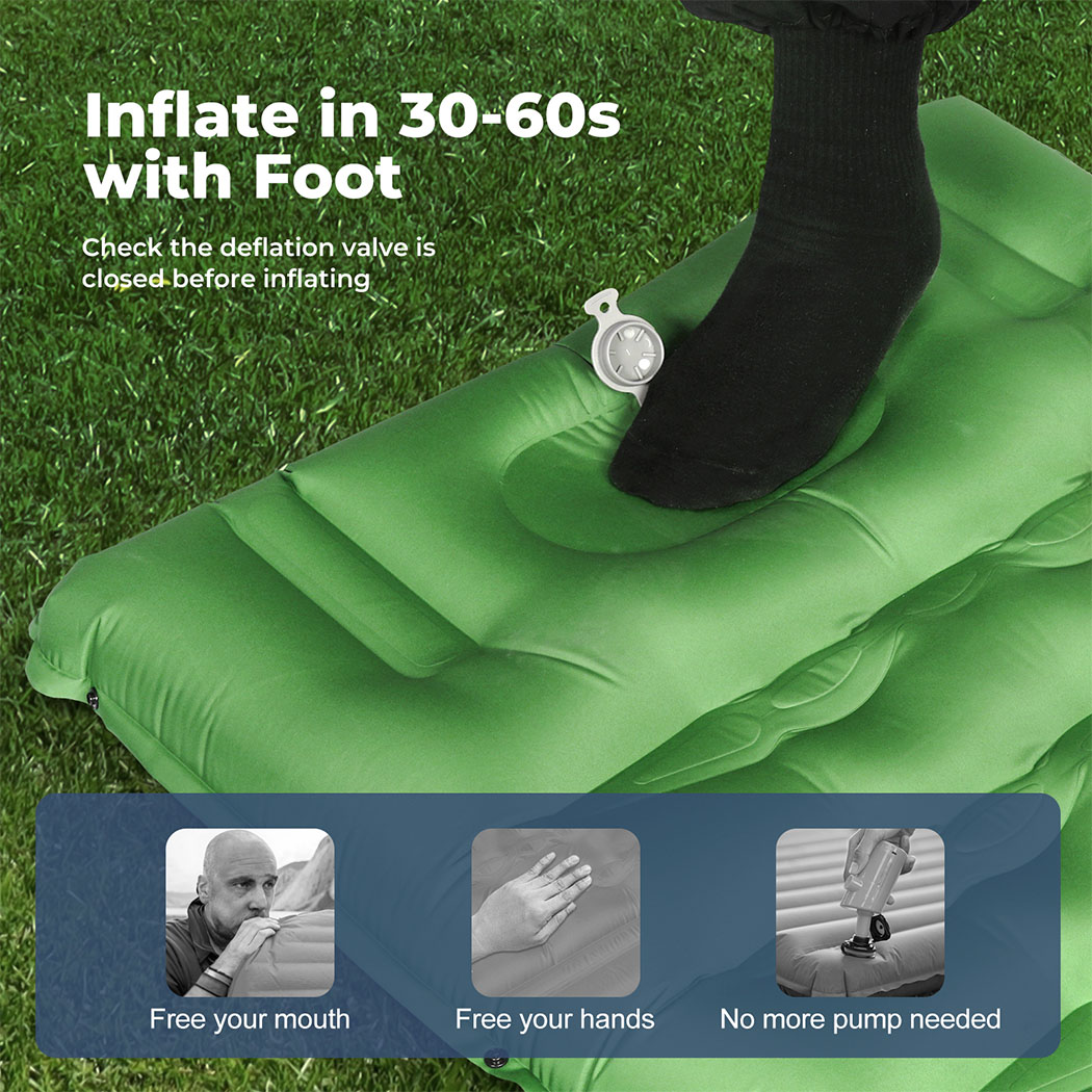 Mountview Self Inflating Mattress Sleeping Pad Camping Air Bed Mat Pillow Bag - Picture 27 of 36