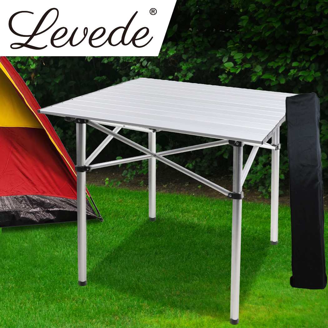 Levede Roll Up Camping Table  Folding Portable Aluminium Outdoor BBQ Desk Picnic