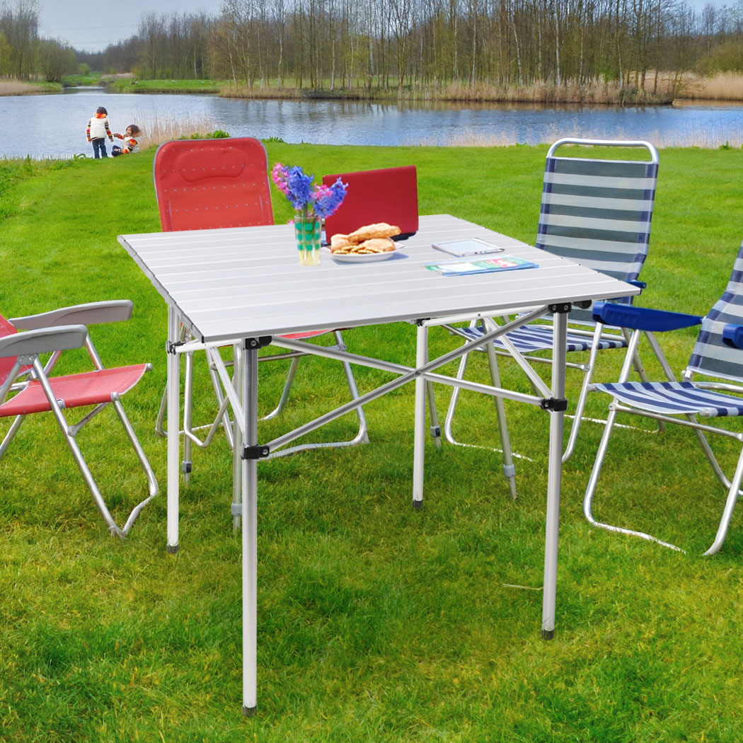 Levede Roll Up Camping Table Folding Portable Aluminium Outdoor BBQ Desk Picnic