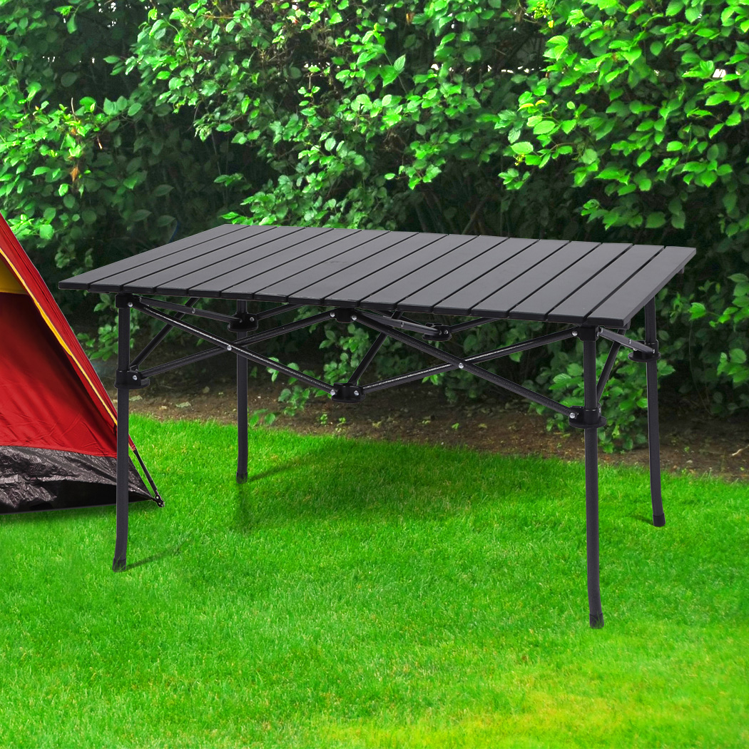 Levede Folding Camping Table Portable Aluminium Outdoor Picnic Garden Black