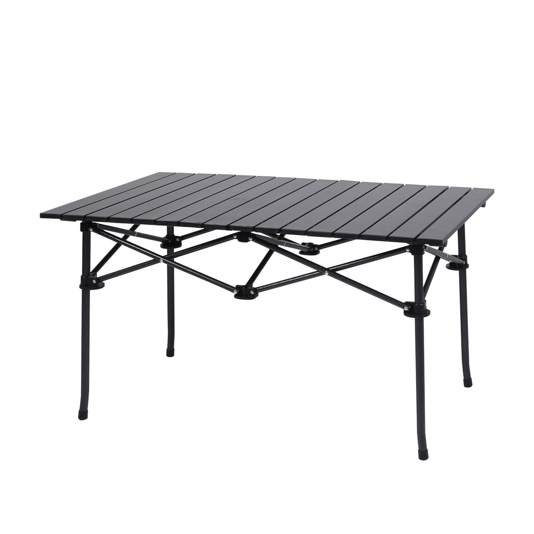 TopSellers-Folding Camping Table - Black Portable  Lightweight  Easy Setup