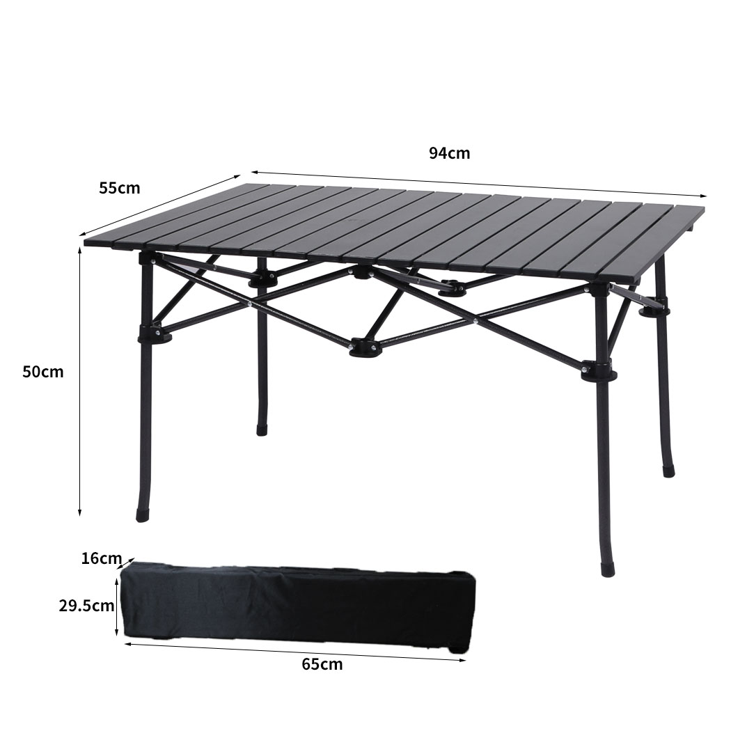 Levede Folding Camping Table Portable Aluminium Outdoor Picnic Garden Black