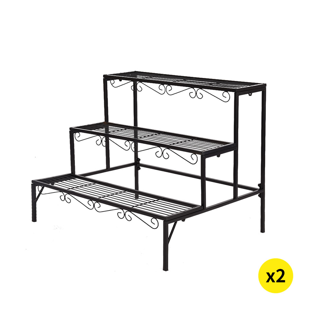 TopSellers-Black 3 Tier Plant Stand - Space Saving  Durable & Easy to Build